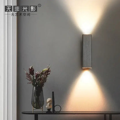Modern wood and metal indoor wall lamp bedroom sconce