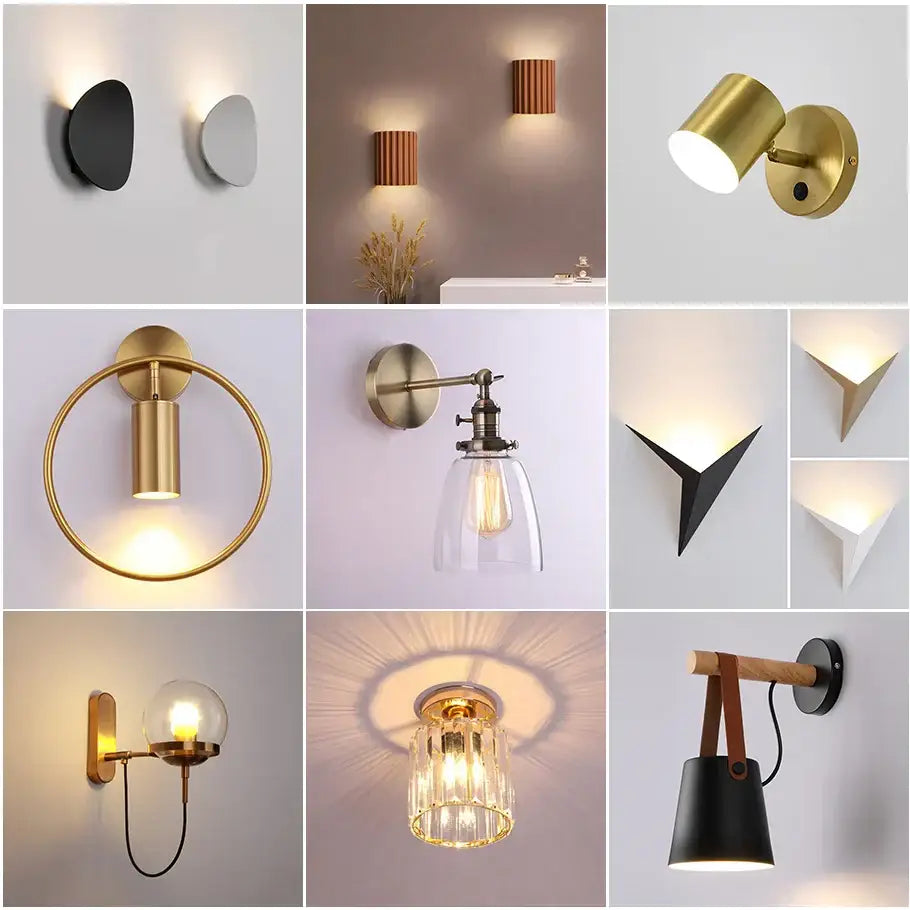 Minimalist gold circular led indoor wall lamp bedroom sconce