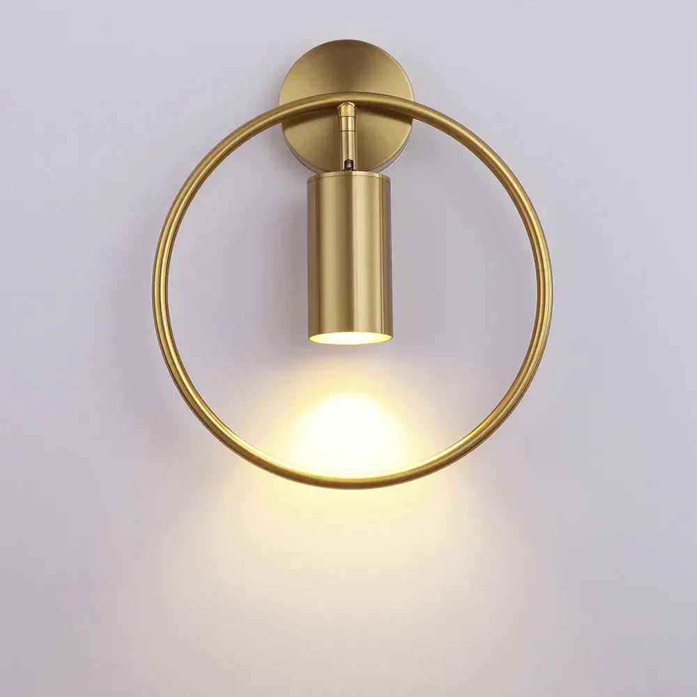 Minimalist gold circular led indoor wall lamp bedroom sconce