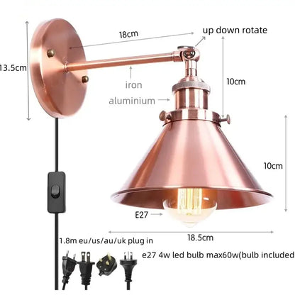 Industrial chrome wall lamp led indoor wall light for bathroom