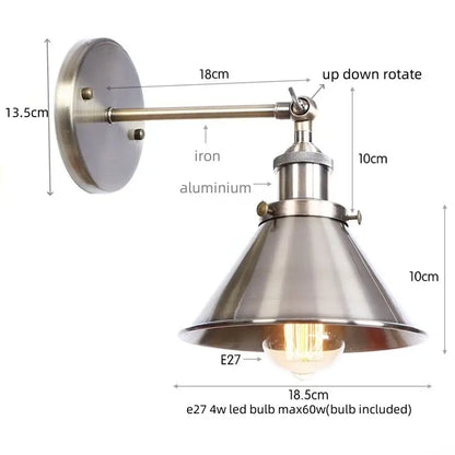 Industrial chrome wall lamp led indoor wall light for bathroom