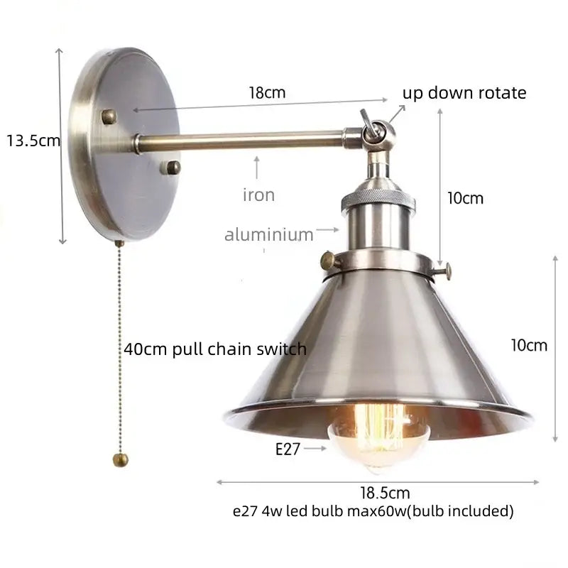 Industrial chrome wall lamp led indoor wall light for bathroom
