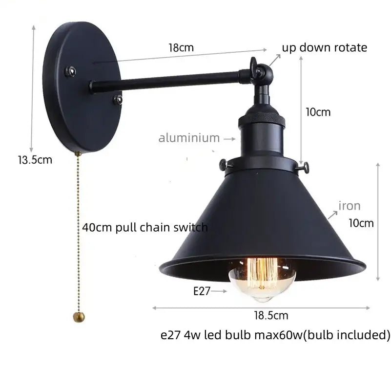 Industrial chrome wall lamp led indoor wall light for bathroom
