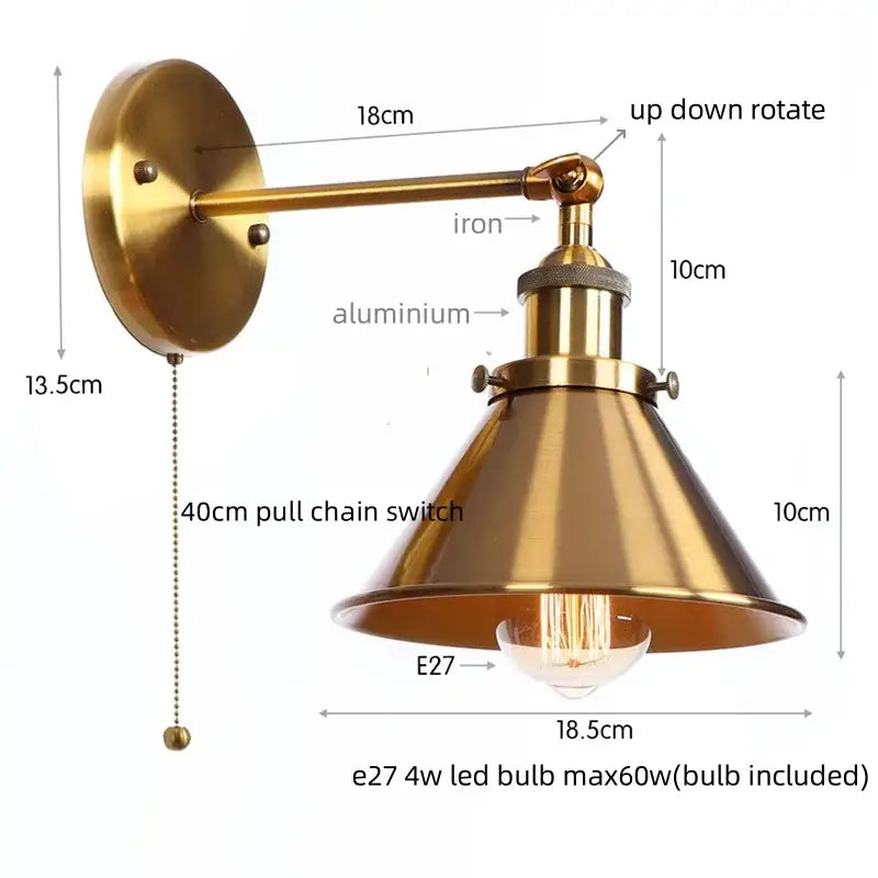 Industrial chrome wall lamp led indoor wall light for bathroom