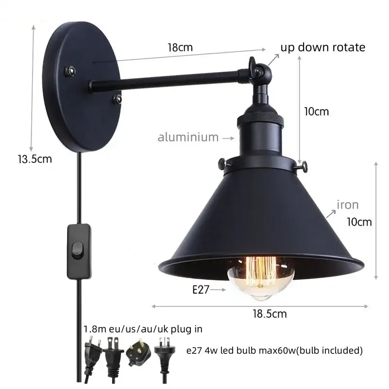 Industrial chrome wall lamp led indoor wall light for bathroom