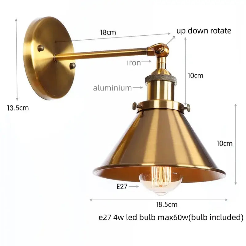 Industrial chrome wall lamp led indoor wall light for bathroom