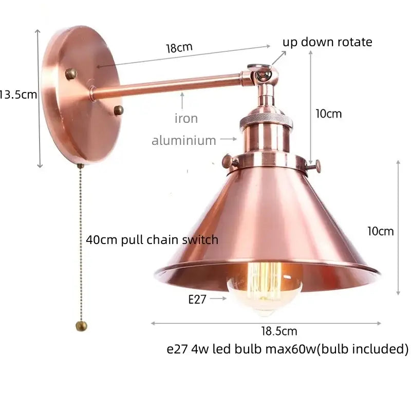 Industrial chrome wall lamp led indoor wall light for bathroom
