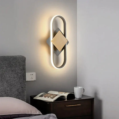 Modern oval wood led indoor wall light bedroom sconce