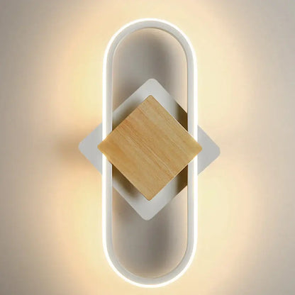 Modern oval wood led indoor wall light bedroom sconce