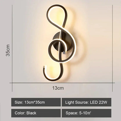 Modern black & white led indoor wall light for bedroom decor