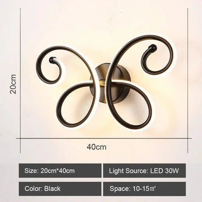 Modern black & white led indoor wall light for bedroom decor