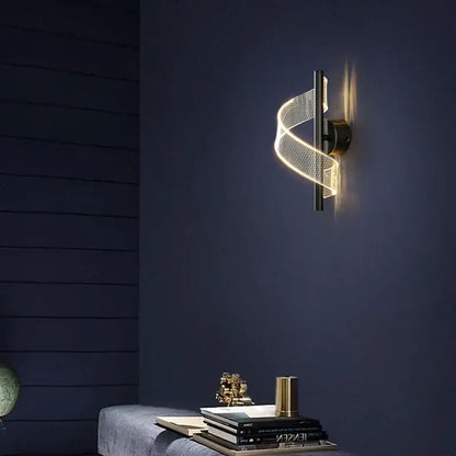 Modern black spiral mesh wall sconce light for bedroom