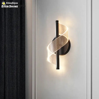 Modern black spiral mesh wall sconce light for bedroom