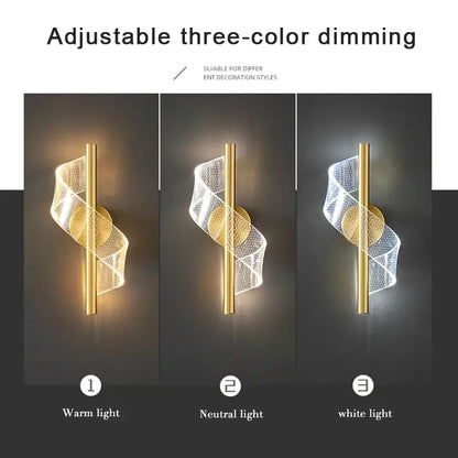 Modern black spiral mesh wall sconce light for bedroom