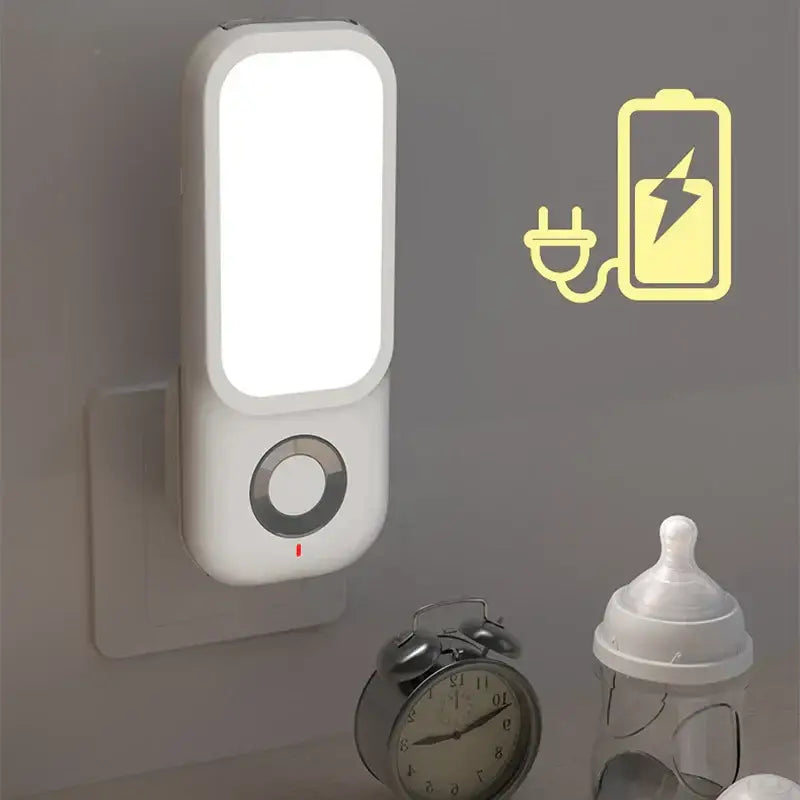 White rectangular led induction night light for bedroom with charging