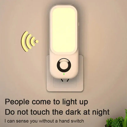 White rectangular led induction night light for bedroom with charging