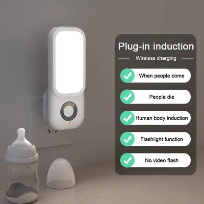 White rectangular led induction night light for bedroom with charging