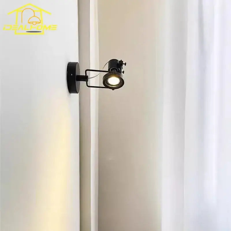 Industrial black & nickel adjustable wall lamp bedroom spotlight