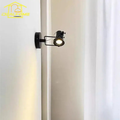 Industrial black & nickel adjustable wall lamp bedroom spotlight