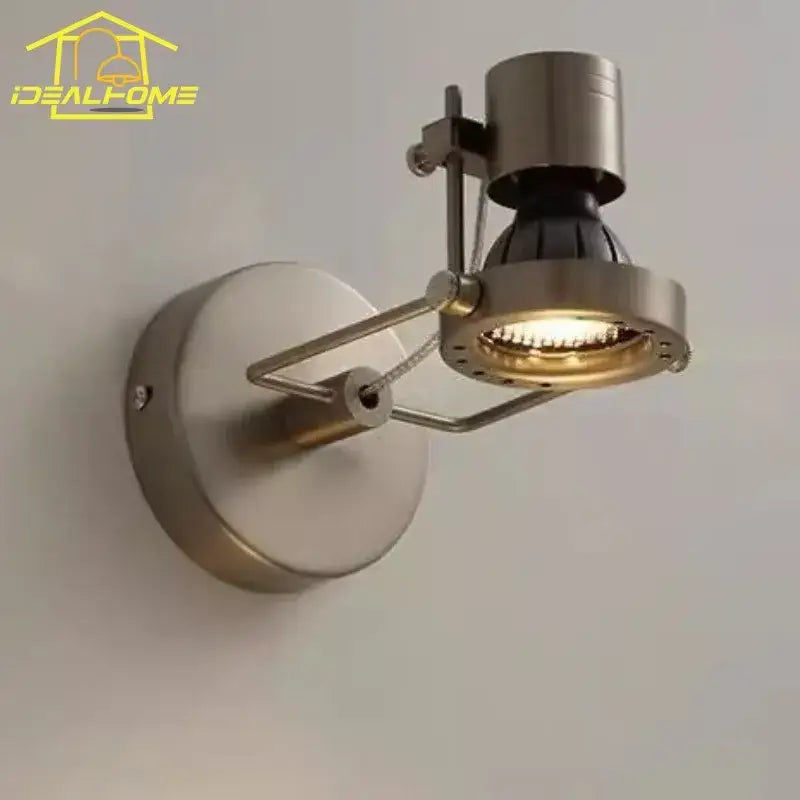Industrial black & nickel adjustable wall lamp bedroom spotlight