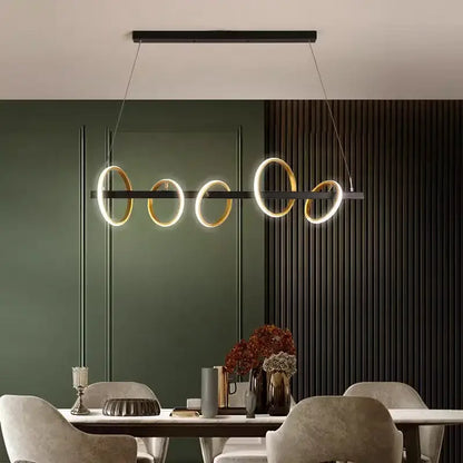 Modern gold & black led industrial chandelier dining room light