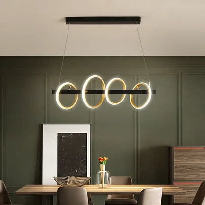 Modern gold & black led industrial chandelier dining room light