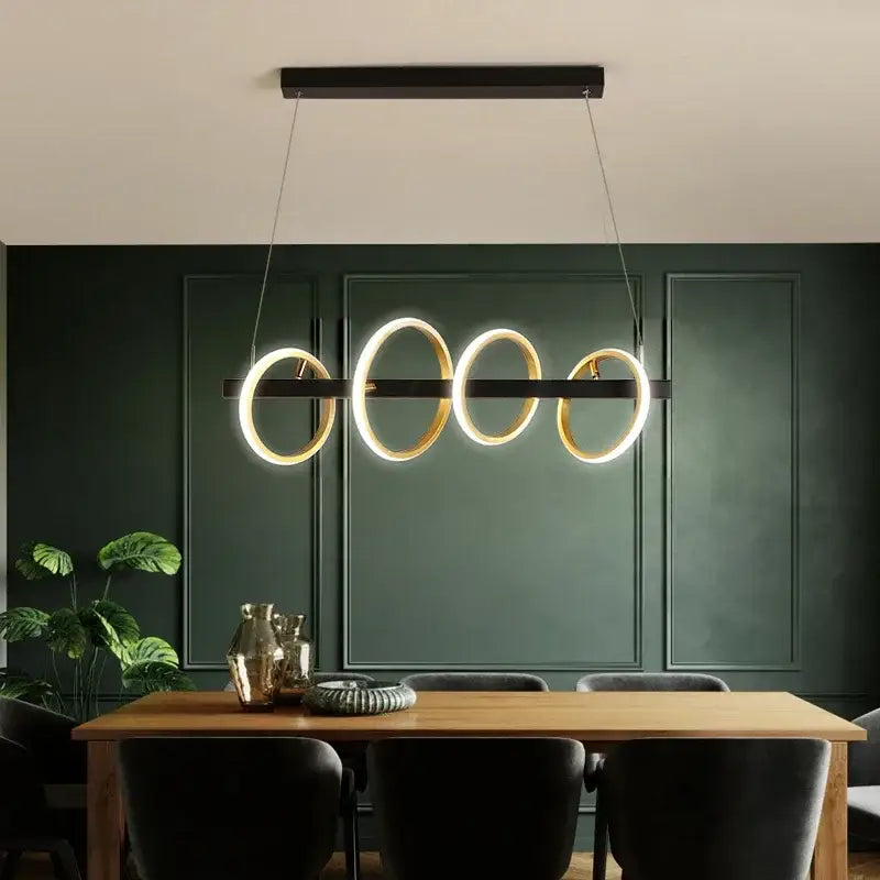 Modern gold & black led industrial chandelier dining room light