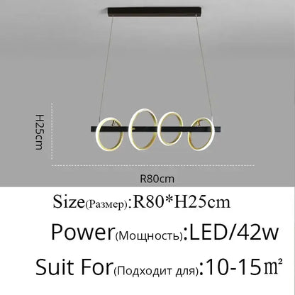 Modern gold & black led industrial chandelier dining room light