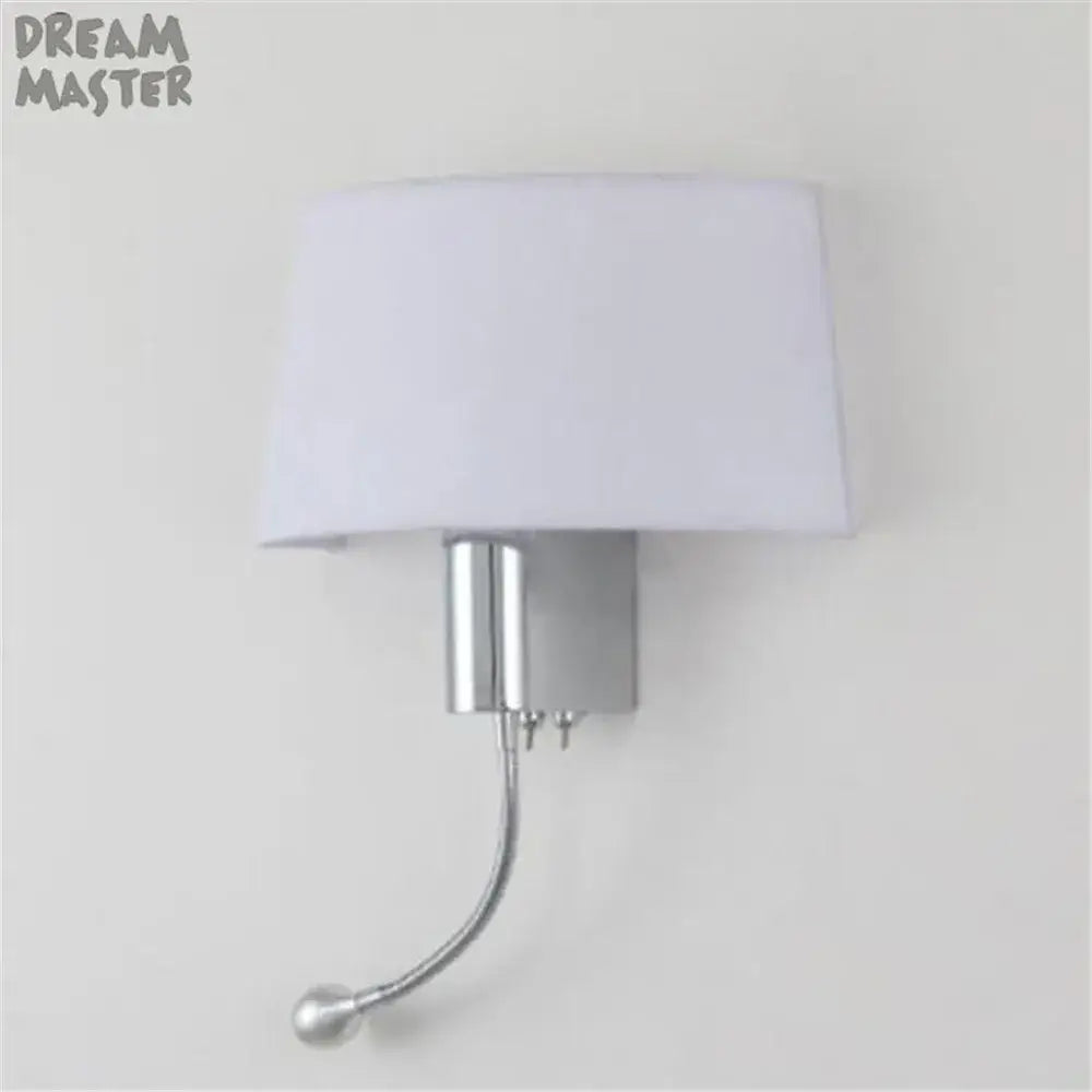Industrial chrome wall sconce with led gooseneck reading light bedroom