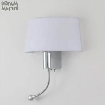 Industrial chrome wall sconce with led gooseneck reading light bedroom