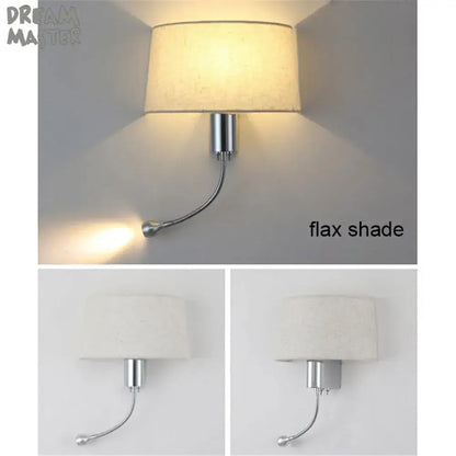 Industrial chrome wall sconce with led gooseneck reading light bedroom