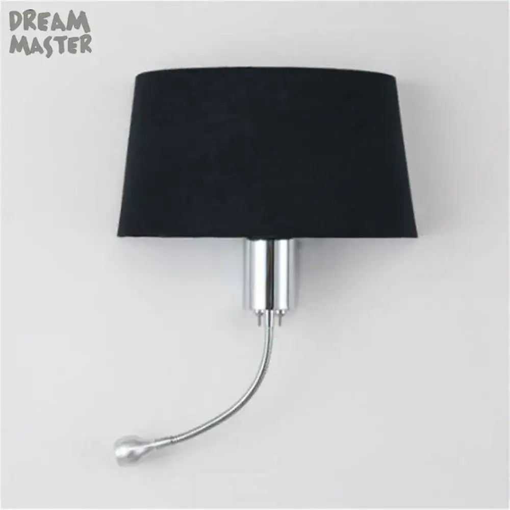Industrial chrome wall sconce with led gooseneck reading light bedroom