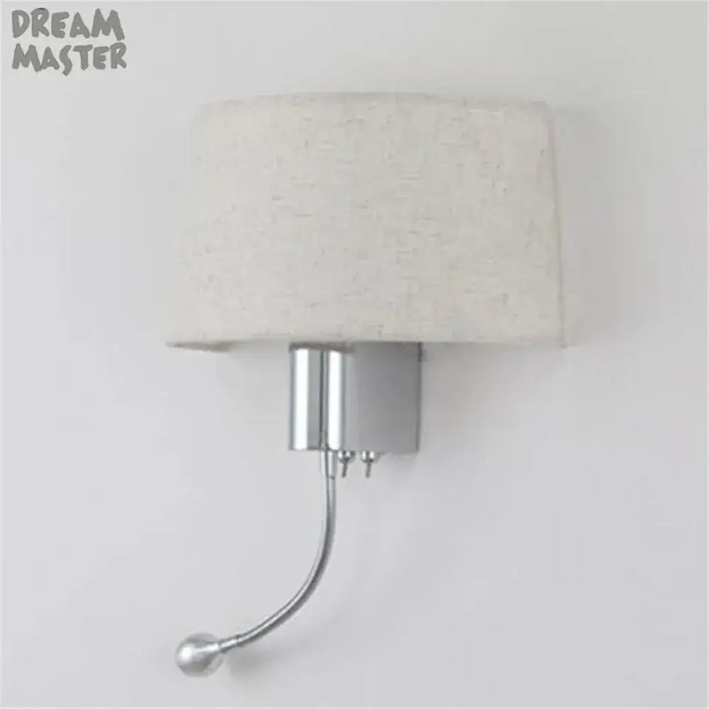 Industrial chrome wall sconce with led gooseneck reading light bedroom