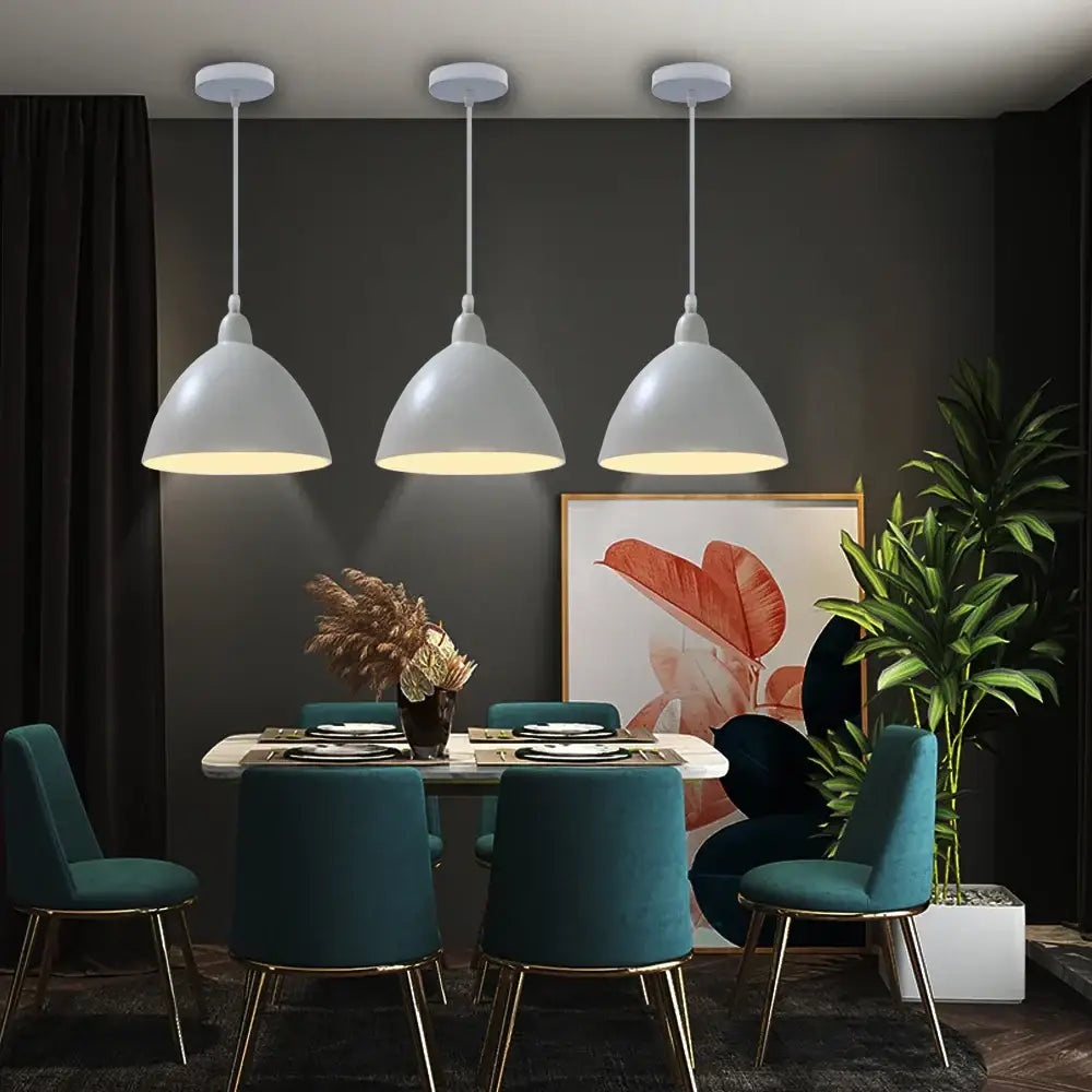 Minimalist white and wood led industrial pendant lamp for living room