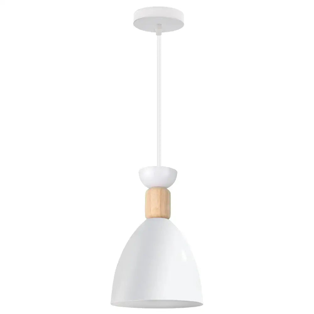 Minimalist white and wood led industrial pendant lamp for living room