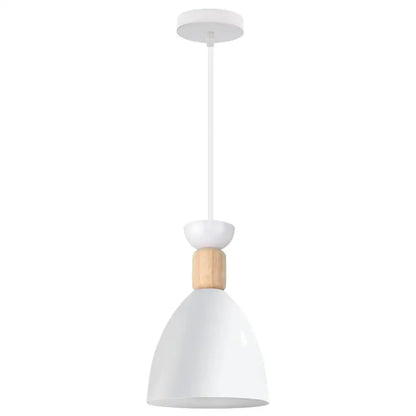 Minimalist white and wood led industrial pendant lamp for living room