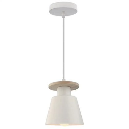 Minimalist white and wood led industrial pendant lamp for living room