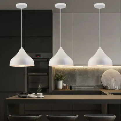 Minimalist white and wood led industrial pendant lamp for living room