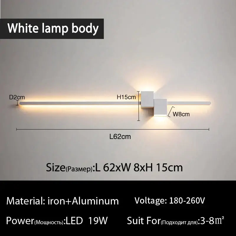 Modern black & white led interior wall lamp bedroom minimalist light