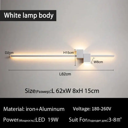 Modern black & white led interior wall lamp bedroom minimalist light