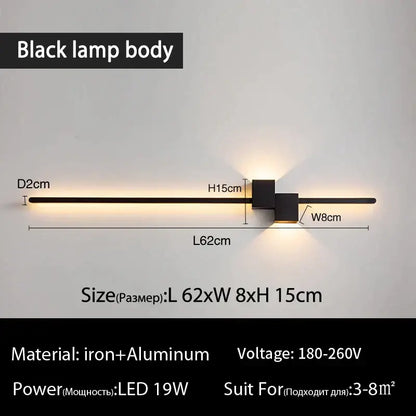 Modern black & white led interior wall lamp bedroom minimalist light