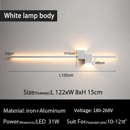 Modern black & white led interior wall lamp bedroom minimalist light