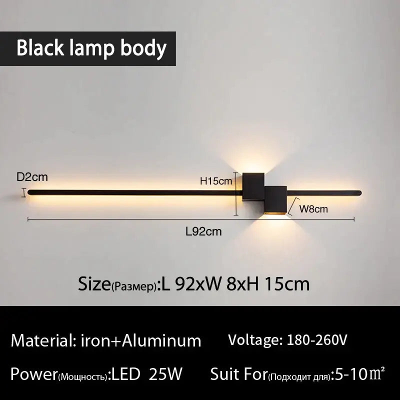 Modern black & white led interior wall lamp bedroom minimalist light