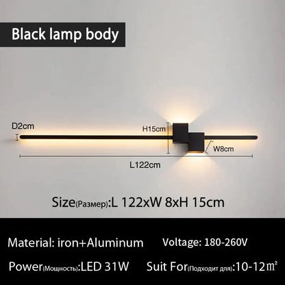 Modern black & white led interior wall lamp bedroom minimalist light