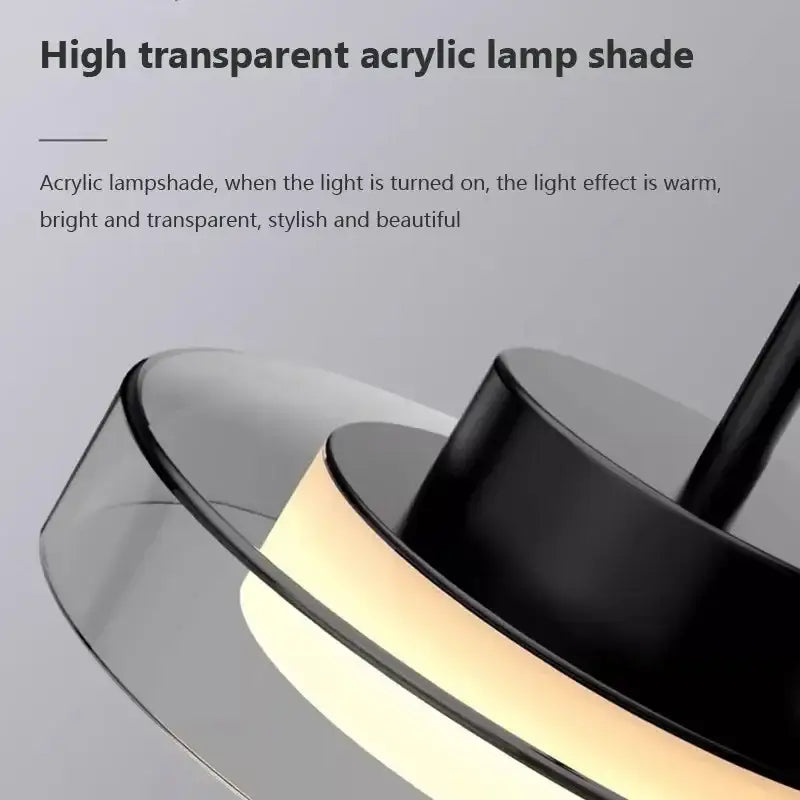 Modern minimalist black led iron acrylic pendant living room light
