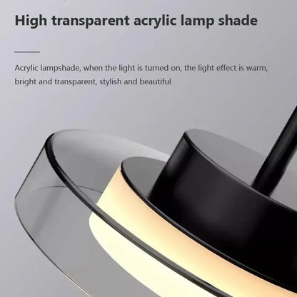 Modern minimalist black led iron acrylic pendant living room light