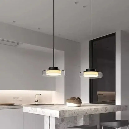 Modern minimalist black led iron acrylic pendant living room light
