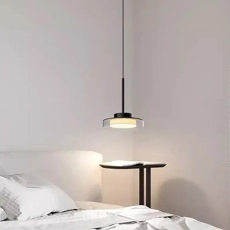 Modern minimalist black led iron acrylic pendant living room light