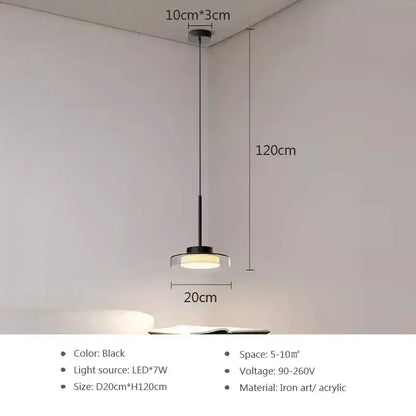 Modern minimalist black led iron acrylic pendant living room light