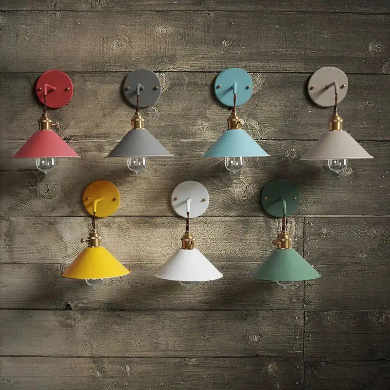 Vintage pastel wall light with brass fixture – bedroom led iron art